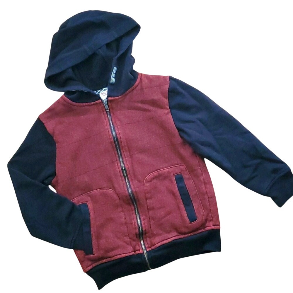 Mossimo Supply Co Boys Burgundy Herringbone Zip Hooded Jacket‎ Size 8-10